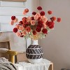 Attop 12 Pcs Artificial Chrysanthemum Flowers, Kiku Pom Pom Mums Flower Faux Home Decor Burgundy, Burnt Orange, Deep Peach - 3 of 4