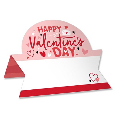 Big Dot of Happiness Happy Valentine’s Day - Valentine Hearts Party Tent Buffet Card - Table Setting Name Place Cards - Set of 24