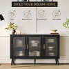 47" Modern Buffet Cabinet with Glass Doors - Kitchen & Dining Room Storage Sideboard, Coffee Bar & Wine Display with Adjustable Shelves - 4 of 4