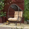 Coolbibila Rattan Standing Basket Chair With Fabric Cushion,Faux Rattan Outdoor Patio Lounge Chair,Wicker Stationary Patio Arm Egg Chair - 2 of 4