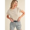 I AM A FASHION JUNKY Oatmeal Solid Color Short Sleeve Zip Back Blouse - 4 of 4