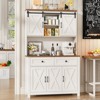 67.7"H Pantry Storage Cabinet with Sliding Barn Doors & Adjustable Shelf, Sideboard Buffet Cabinet - 3 of 4