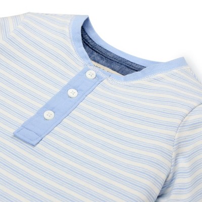 Hope & Henry Boys' Short Sleeve Henley Tee (Classic Blue Ticking Stripe, Large) — фото 2
