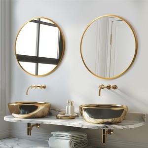 Dovelina Round Aluminum Framed Bathroom Vanity Mirror Hanging Mirror（Set of 2) - 1 of 4