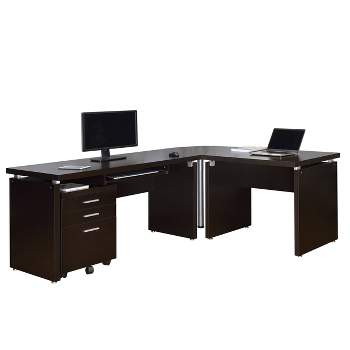 Skylar L-Shape Office Desk Set Cappuccino - Coaster