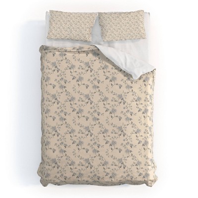 Deny Designs Mieken Petra Designs Vintage Blue Floral Duvet and Sham Set