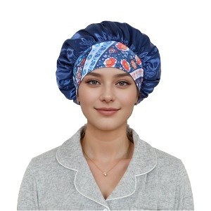 Anna-Kaci Women Silk Bonnet for Sleeping Satin Hair Bonnet with Floral Elastic Band for Hair Protection - 1 of 4