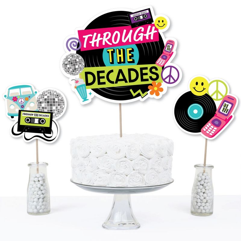 Big Dot of Happiness Through the Decades - 50s, 60s, 70s, 80s, and 90s Party Centerpiece Sticks - Table Toppers - Set of 15, 3 of 8