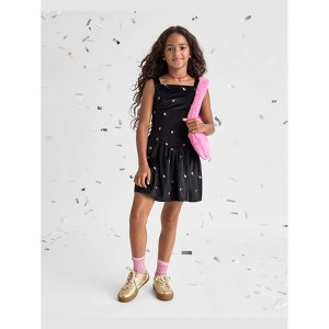 The Children's Place Girls Sleeveless Embroidered Floral Velour V-Waist Dress - 1 of 4