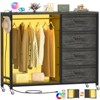 Aheaplus Dressers with Clothes Rack, Charging Station and Led Light, 4 Drawers Dresser for Bedroom - 4 of 4