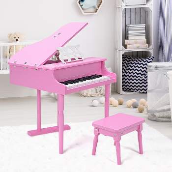 30 key Childs Toy Grand Baby Piano w/ Kids Bench Wood Pink