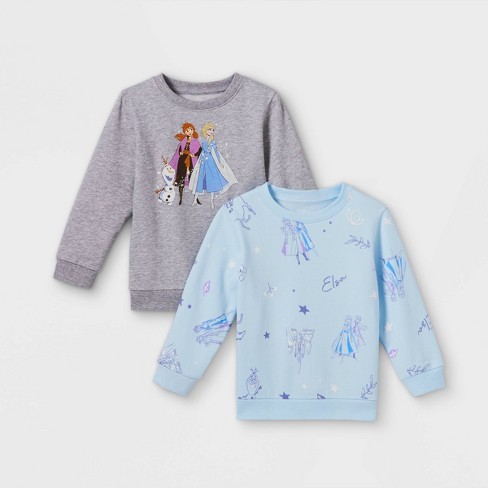 Toddler Girls\' 2pk Disney Frozen Fleece Pullover - Gray : Target