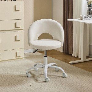 Karl Home |24 W Light yellow Swivel Upholstered Cotton and Linen Office Chair - 1 of 4