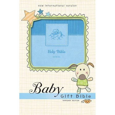 Niv, Baby Gift Bible, Holy Bible, Leathersoft, Blue, Red Letter, Comfort Print - by  Zondervan (Leather Bound)