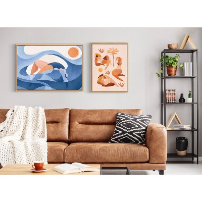 Kate and Laurel Sylvie Let Go Framed Canvas by Maggie Stephenson, 23x33, Natural