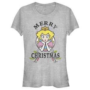Juniors Womens Nintendo Christmas Princess Peach T-Shirt - 1 of 3
