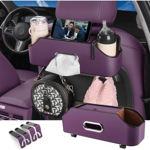 Car Back Seat Organizer with 2 Cup Holders, Napkin Holders with Hook for Travel & Kids - 1 of 4