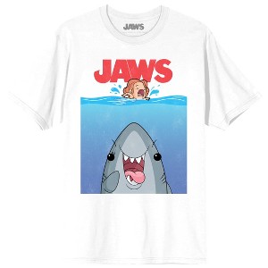 Jaws Franchise Kawaii Poster on white Adult Crew Neck Short Sleeve T-shirt - 1 of 3