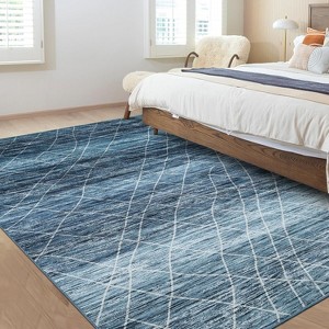 Machine Washable Modern Distressed Rug for Living Room, Ultra-Soft Low-Pile Non-Slip Carpet for Bedroom Dining Room Office - 1 of 4
