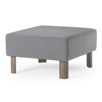 Maven Lane Lena Contemporary Upholstered Ottoman with Refined Wood Finish
