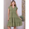 INSPIRE CHIC Women's Ruffle Short Sleeve V Neck Side Pockets Midi Dress - 3 of 4