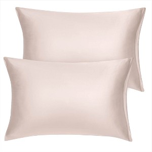 PiccoCasa Soft Sold Luxury Zipper Closure Silky Satin Pillowcases 2 Pcs - 1 of 4