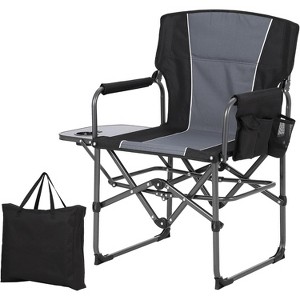 Oversized Folding Director Camping Chair, 1 Pcs Heavy Duty Portable Outdoor Chair with Aluminum Side Table - 1 of 4