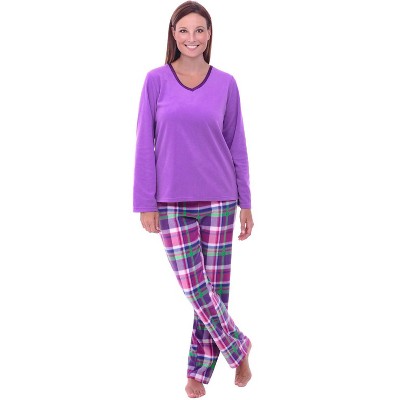 Alexander Del Rossa Women's Plush Fleece Pajamas Set, V Neck Winter Pj ...