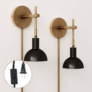Nathan James (Set of 2) Tamlin Wall Light Fixtures Black/Gold - 1 of 4