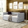85" Daybed with Trundle Upholstered Tufted Sofa Bed Button Tuft Square Arms Copper Nailhead Twin Size - 3 of 4