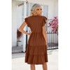 Women's Summer Casual Dress V Neck Short Sleeve Midi Sundress Party Dress Flowy Tiered Beach Dresses - 2 of 4
