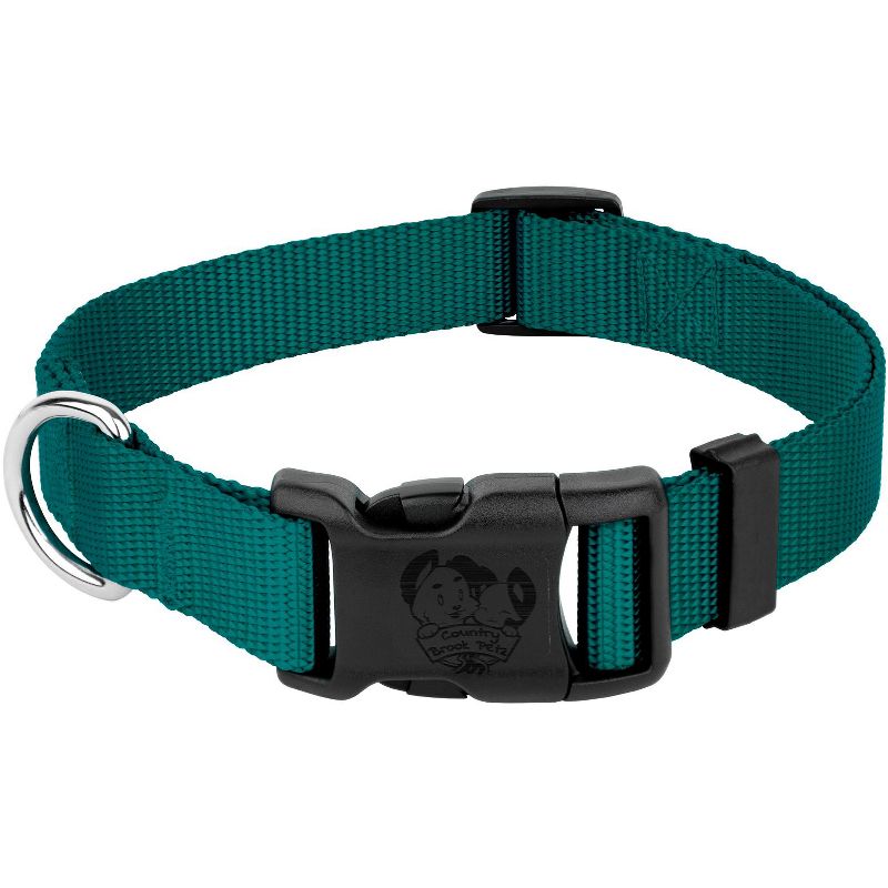 Country Brook Petz American Made Deluxe Teal Nylon Dog Collar, Micro, 1 of 9