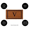 Evergreen Monogram Indoor Outdoor 100% Natural Coir Doormat 28" x 16" |  Letter  "V" - 2 of 4