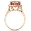 Pompeii3 5 1/2 Ct TW Halo Diamond & Oval 10x12 Morganite Ring 14k Rose Gold - 2 of 4