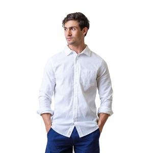 Hope & Henry Mens' Linen Long Sleeve Button Down Shirt - 1 of 4