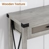 Homhougo Farmhouse Sofa Table - Console Table with Rattan Drawers, Entryway Table with Storage Gray - 4 of 4