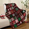 1pc Christmas Winter Flannel Blanket Christmas Tree Snowflake Buffalo Plaid Red Green White Soft Throw Blanket for Xmas Holiday. - 3 of 4