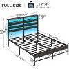 Full Bed Frame, Metal Platform Bed Frame with Headboard, LED Bed Frame with Charging Station, Noise-Free, Easy Assembly, Charcoal Black - 2 of 4