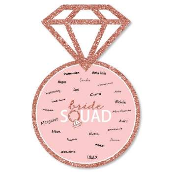 Big Dot of Happiness Bride Squad - Ring Guest Book Sign - Rose Gold Bridal Shower or Bachelorette Party Guestbook Alternative - Signature Mat