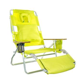 Ostrich Deluxe 3N1 Lightweight Lawn Beach Reclining Lounge Chair with Footrest, Outdoor Furniture for Patio, Balcony, Backyard, or Porch, Lime Green