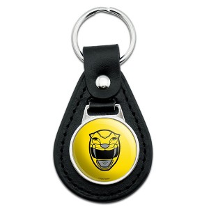 Power Rangers Yellow Ranger Helmet Black Leather Keychain - 1 of 4