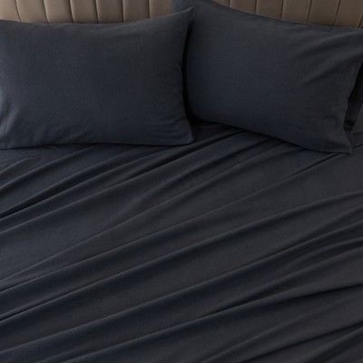Black Full Size Cotton Flannel Sheet Set