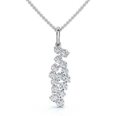 Pompeii3 1/3Ct Cascading Diamond Pendant Necklace 14k Gold Lab Created
