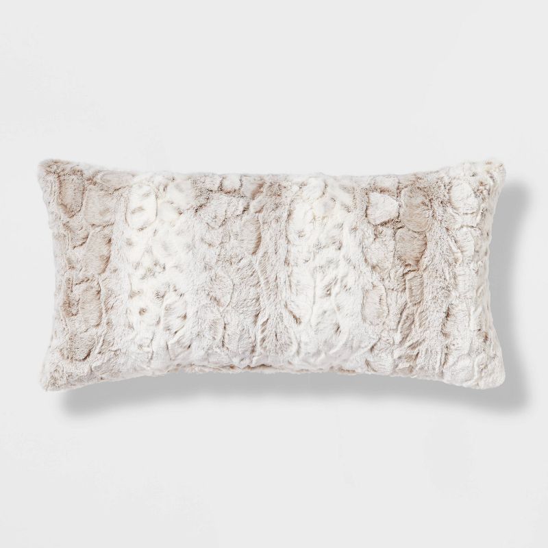 Snow Leopard Ombre Faux Fur Throw Pillow - Threshold™, 1 of 11