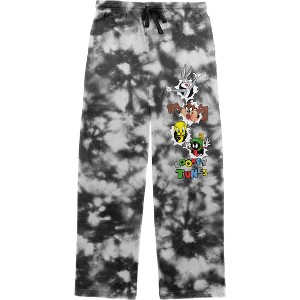 Looney Tunes Looney Gang Men's Black Tie-Dye Sleep Pajama Pants - 1 of 4