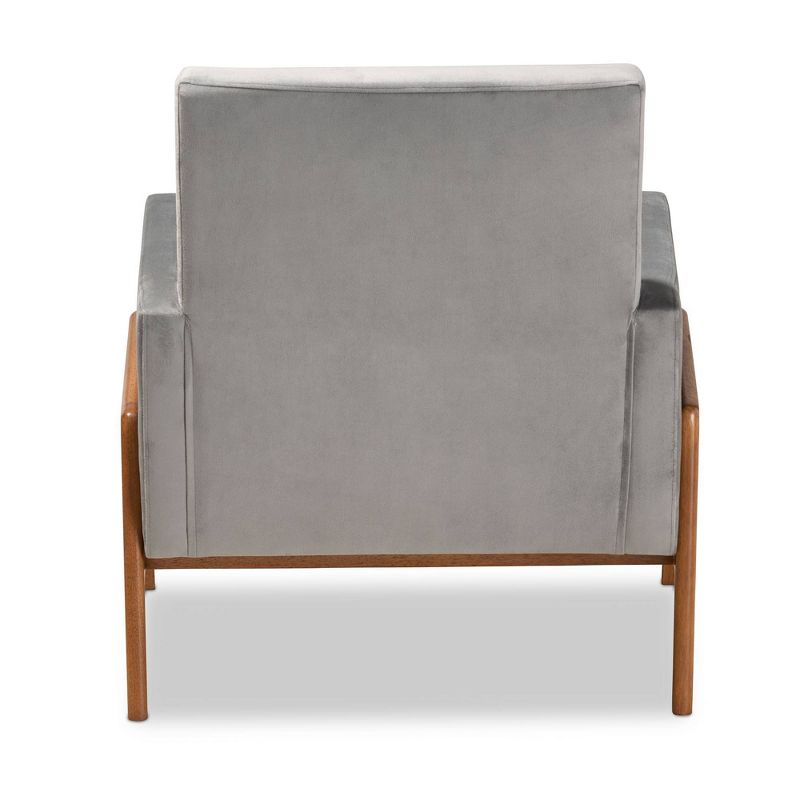 Perris Mid-Century Modern Velvet Fabric Upholstered Wood Lounge Chair - Baxton Studio, 5 of 10