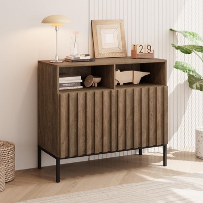 Storage Cabinet with Doors and Adjustable Shelves, Modern Farmhouse Sideboard Buffet Cabinet with Storage
