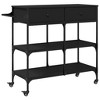 vidaXL Kitchen Trolley Black 41.3 in.x16.5 in.x37.4 in. Engineered Wood - 2 of 4