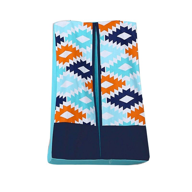 Bacati - Aztec Print Liam Aqua Orange Navy 10 pc Crib Bedding Set with 2 Crib Fitted Sheets, 5 of 12