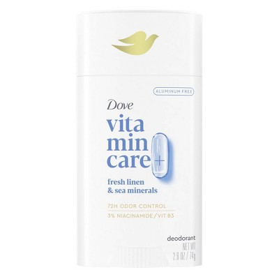 Dove Beauty VitaminCare+ Aluminum Free Deodorant Stick with Niacinamide - Fresh Linen and Sea Minerals - 2.6oz